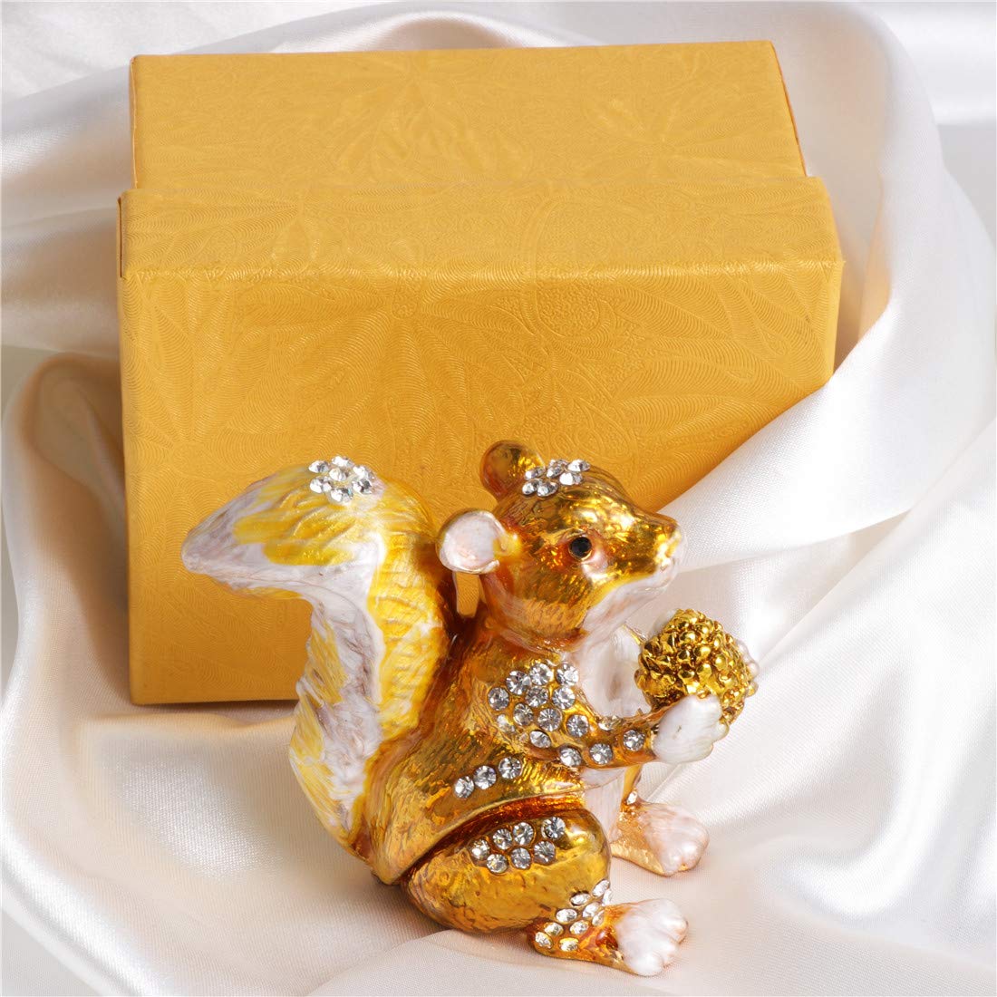 Amazon｜Waltz&F金色のリス ジュエリーボックス クリスタル動物