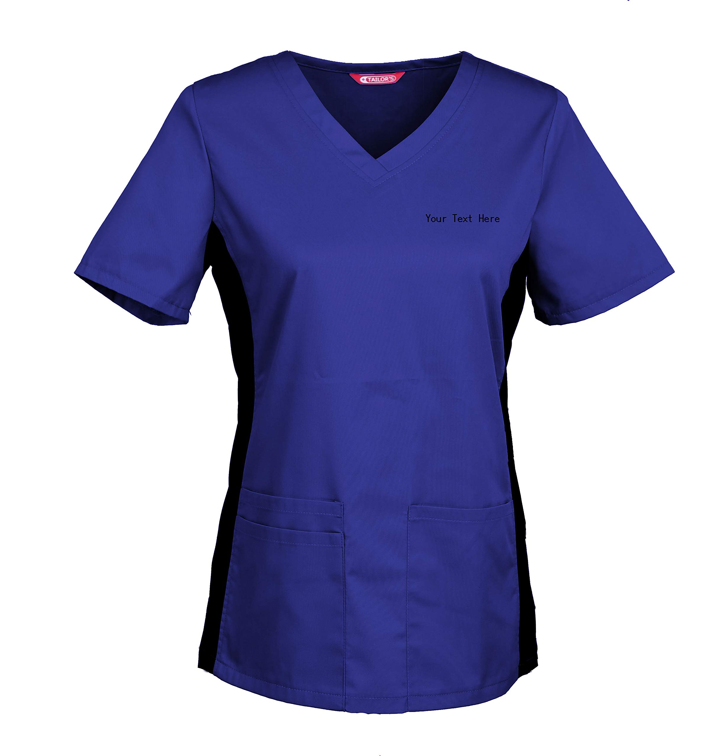 TAILOR'S Women's Personalized Scrub Tunic Medical Scrubs Hospital Scrub Top Customizable Royal