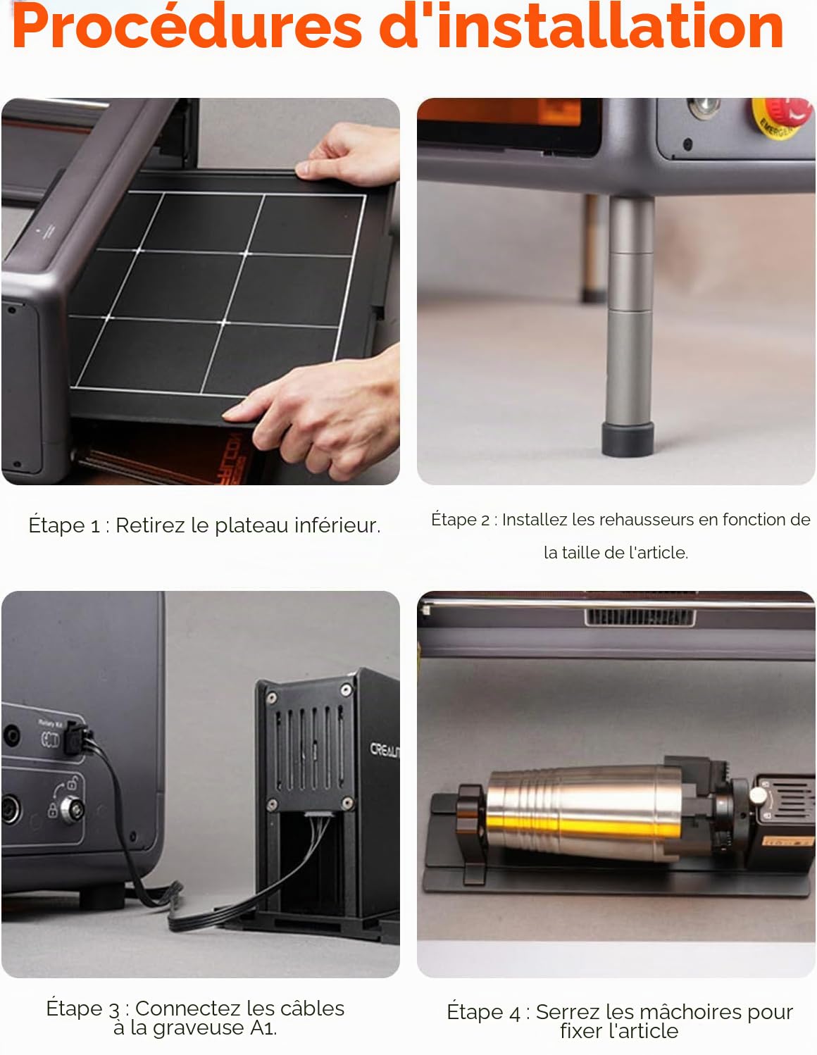 Creality Officiel Rouleau Rotatif laser Avec Rehausseurs pour Graveur Laser Falcon A1, Accessoires De Gravure Pour Objets Cylindriques, Verres à Vin, Anneaux