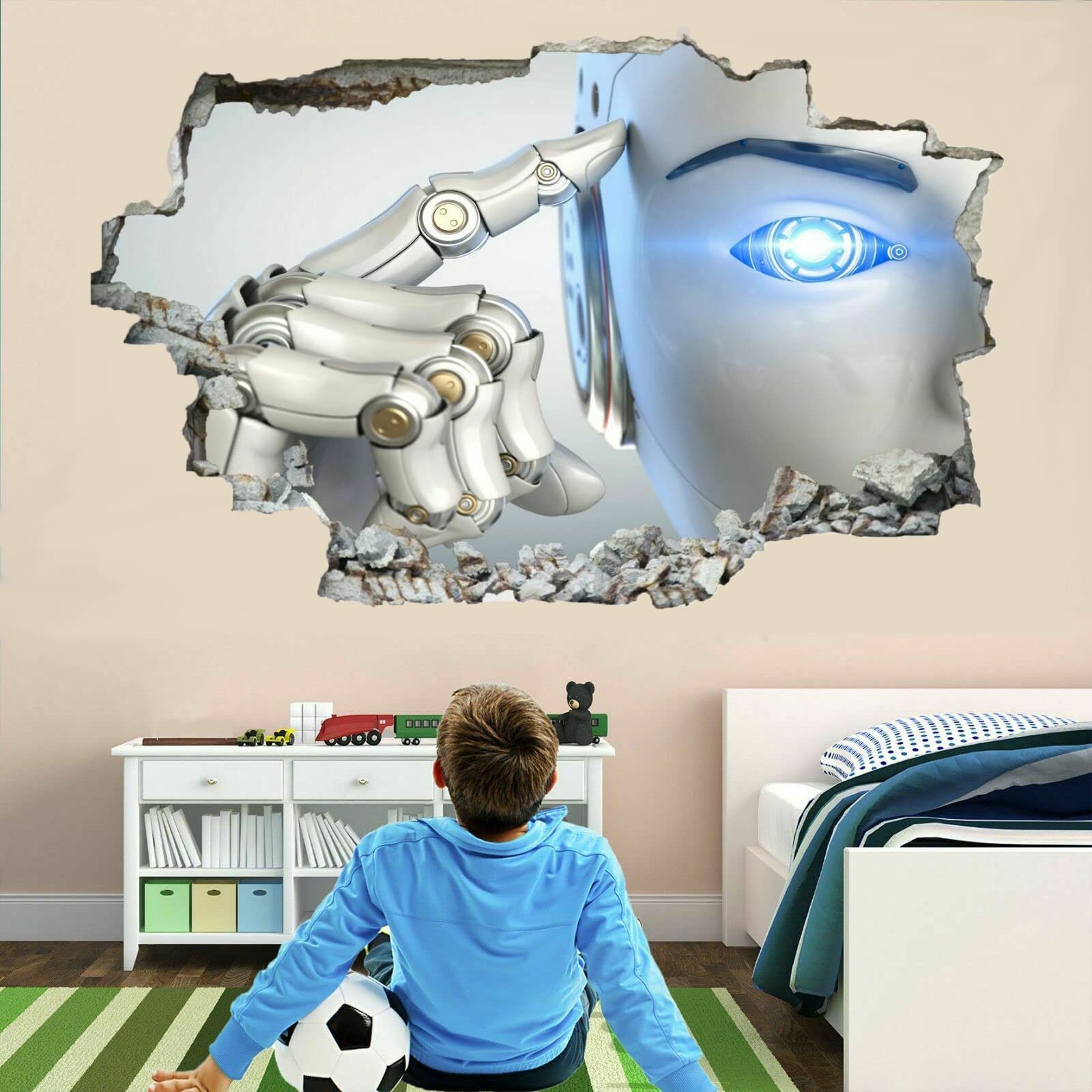 Tecnología Calcomanía Rota 3D, Abstracción Adhesivo Extraíble De Vinilo Para Despegar Y Pegar, Tatuaje De Pared Niñas Niños Dormitorio Guardería Habitación Decoración Para El Hogar 75x113cm