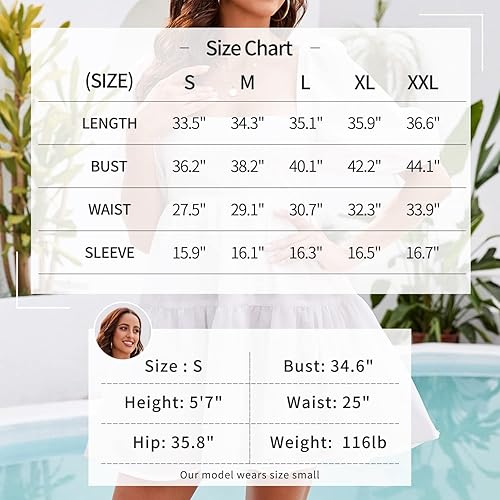 Miniatura 6 de Shy Velvet Mini vestidos casuales de verano para mujer, cuello cuadrado, manga corta burbuja, vestido babydoll