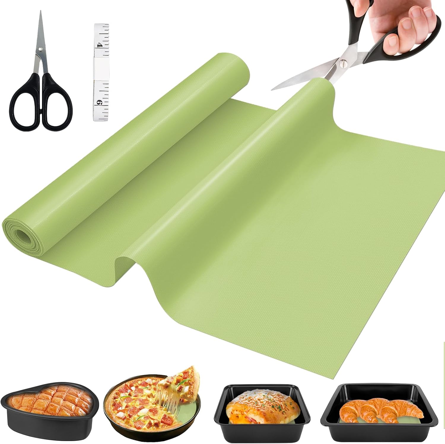 Silicone Baking Mat Roll, 12 IN x 6 FT, Non-Stick, Reusable, Heat-Resistant Baking Sheet for Oven, Air Fryer, Pastry, Dough, Bread, Non-Slip Kitchen Counter Mat