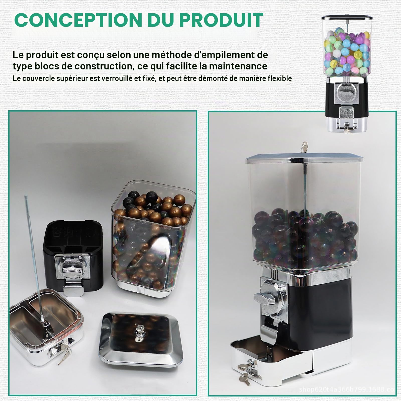 Distributeur Automatique De Capsules, Distributeur Bonbon, Machine À Capsules Automatique pour Magasins De Détail, pour La Maison, Magasin De Jeux,White