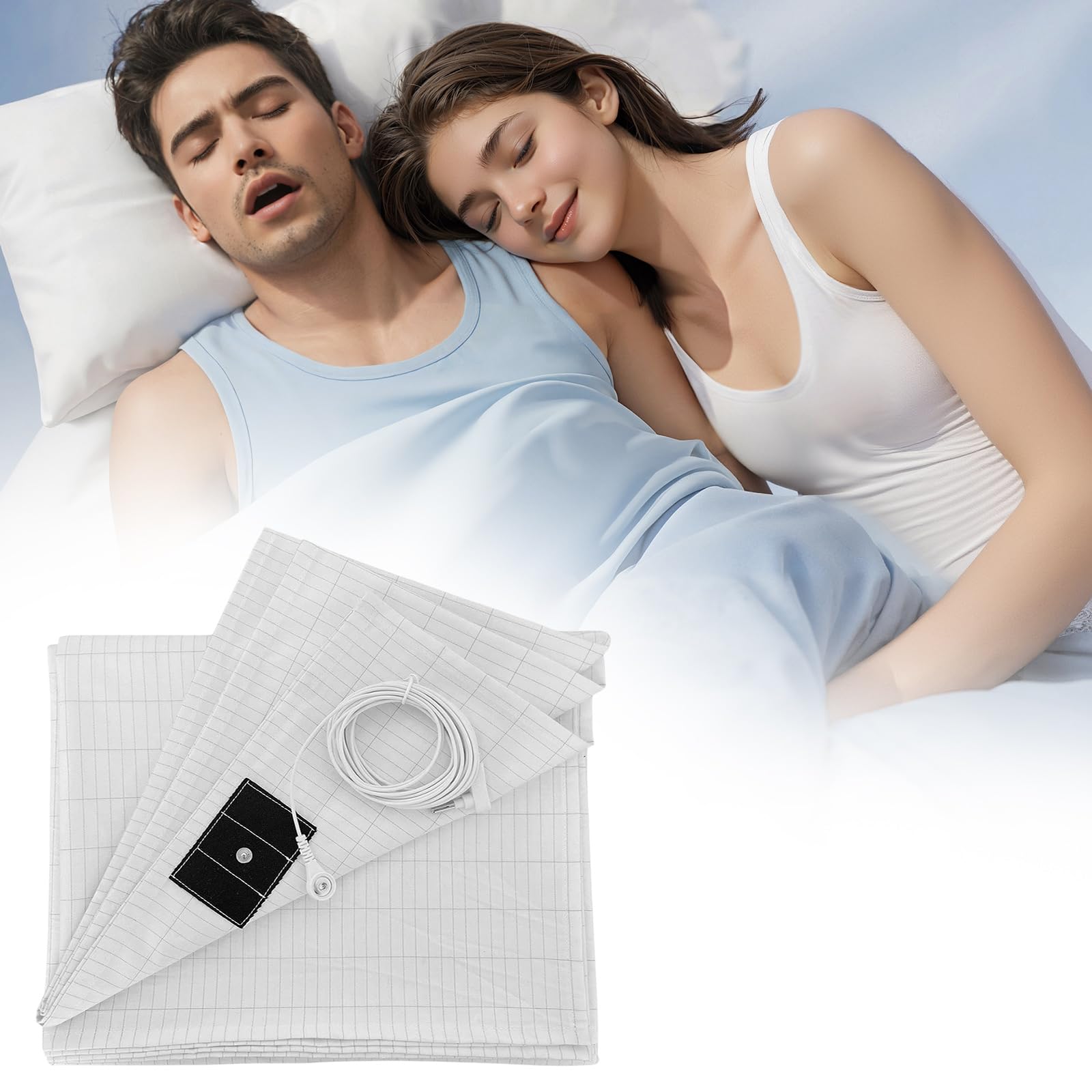 Grounding Sheet With Silver Grounding Bed Sheet Natural Wellness And Healthy Earth Energy Mat With 10% Silver Fiber & 90% Organic Cotton (White 132 * 71cm)