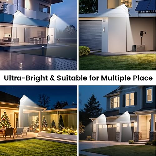 Miniatura 7 de Paquete de 2 luces solares grandes de 16 pulgadas para exteriores, impermeables, con energía solar, luz de estacionamiento de seguridad del