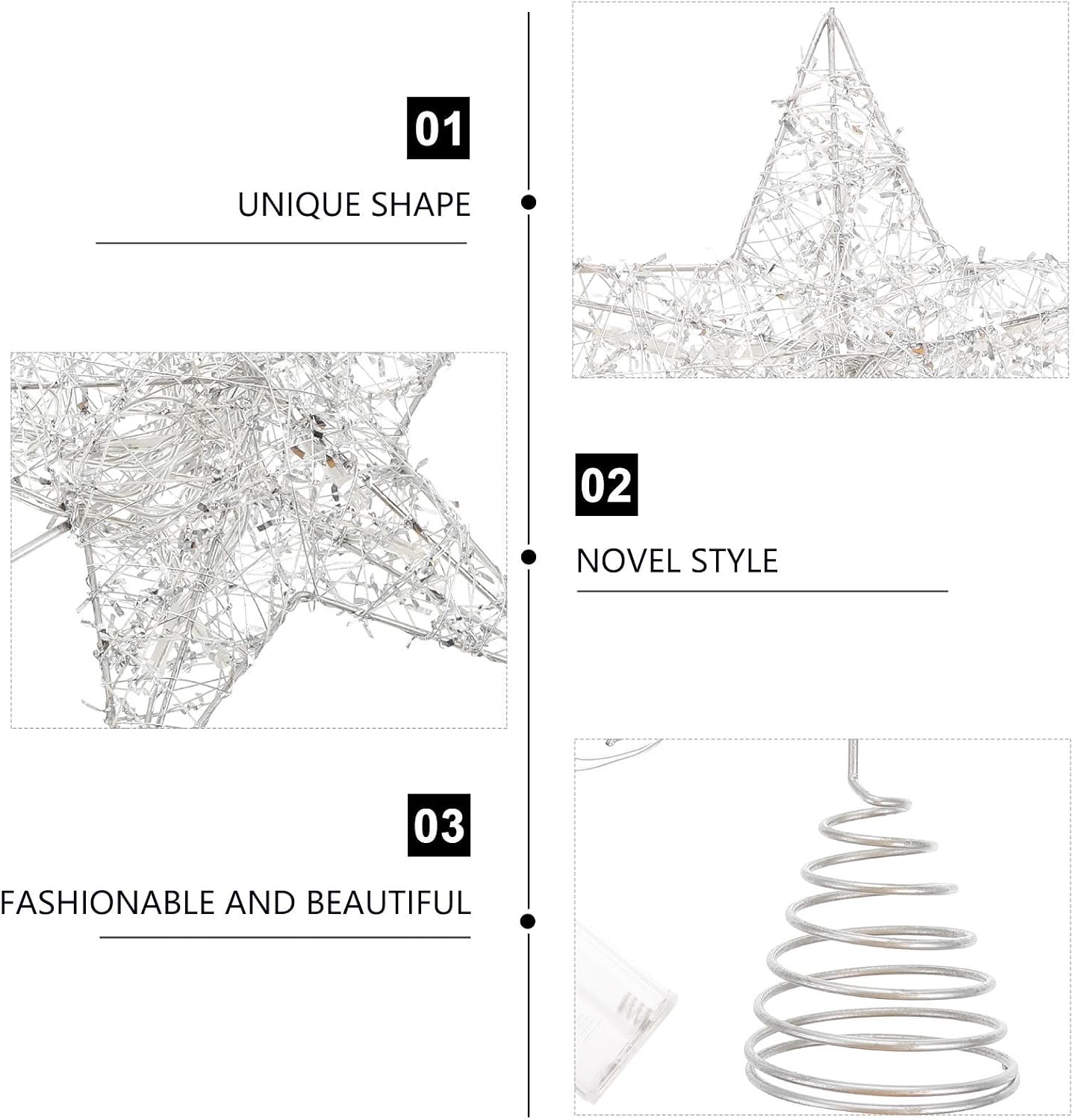 Star Iron String Light Christmas Tree Topper Xmas Creative image 3