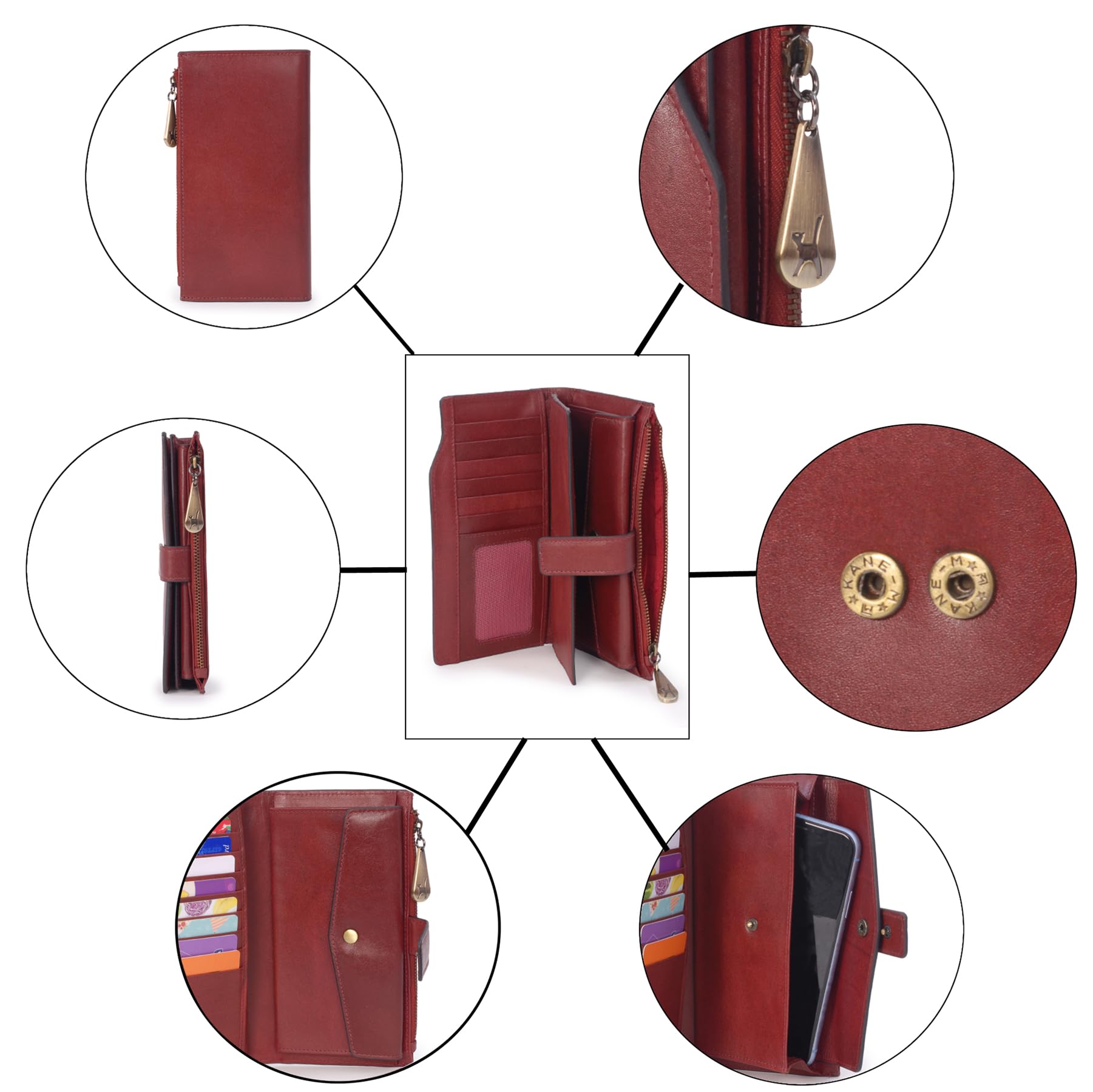 Catwalk Collection Handbags - Cartera Grande de Mujer - Monedero de Piel - Billetera para Móvil y 20 Tarjetas - RFID - Caja Regalo - Stella - Rojo