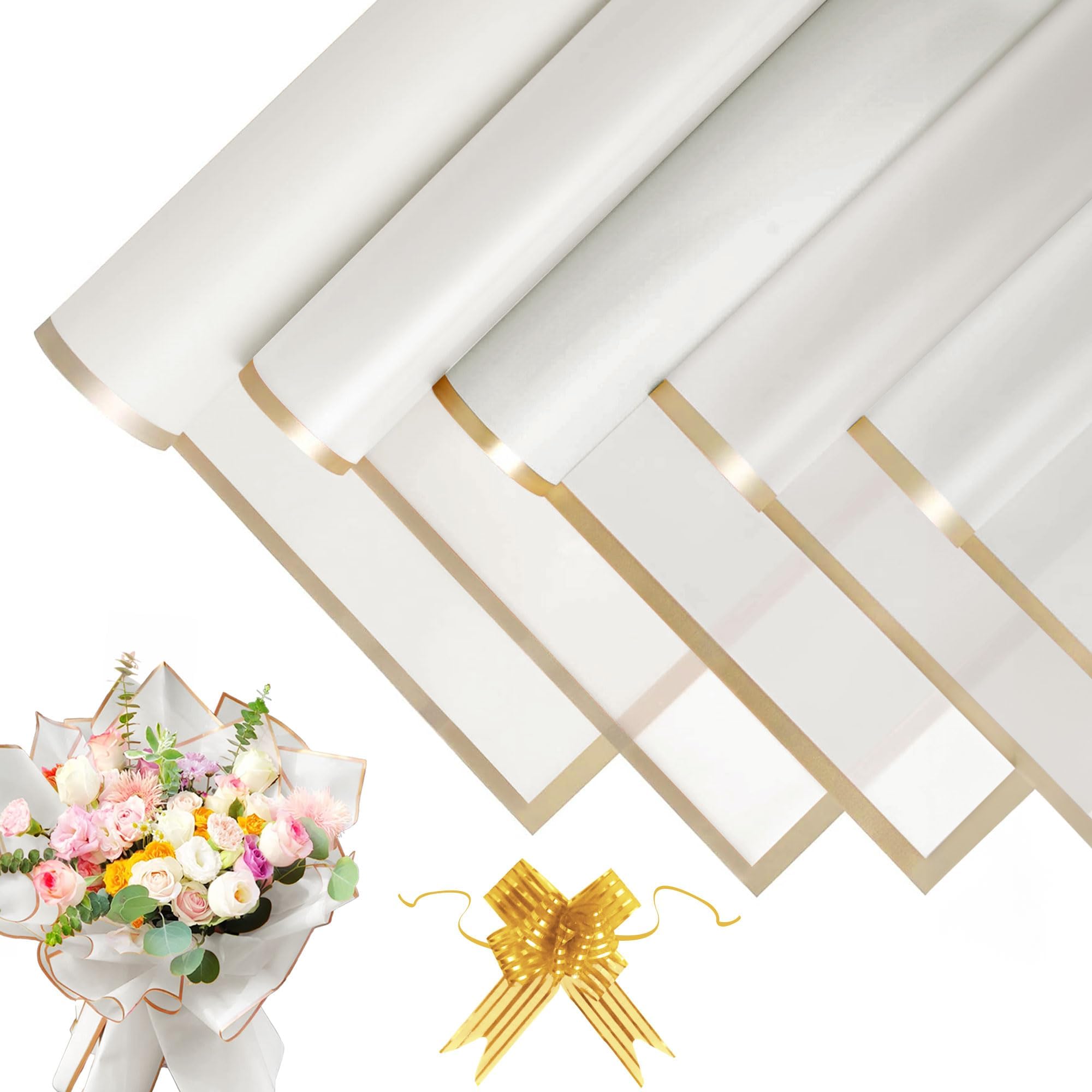 Papier Papier Cadeau Fleurs Or Rose - Largeur Du Rouleau De Comptoir 70 Cm Longueur 250m K601850 70cm