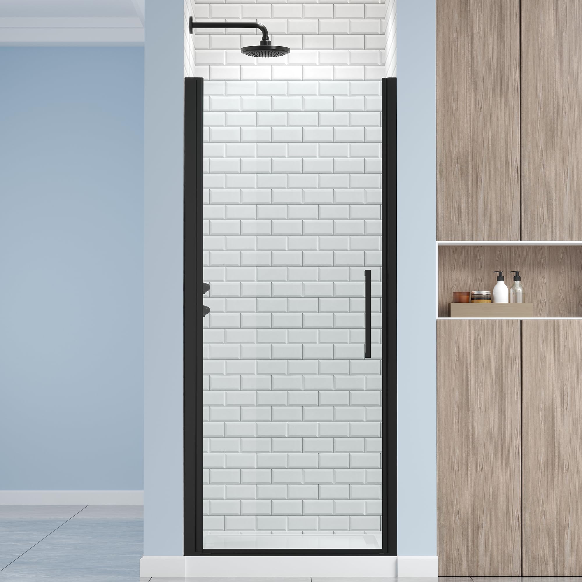 Photo 1 of ENSO SENKA 30.8-32" x 72" Frameless Pivot Glass Shower Door, Matte Black