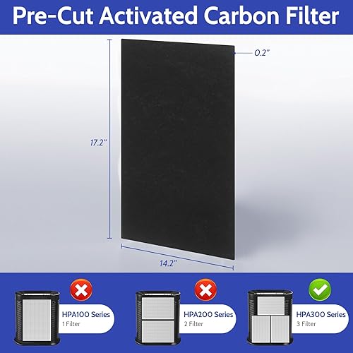 Miniatura 7 de Paquete de 6 filtros HEPA HPA300 de repuesto para purificador de aire Honeywell HPA300 compatible con filtros HPA304 HPA200 HPA3300B HPA5300,