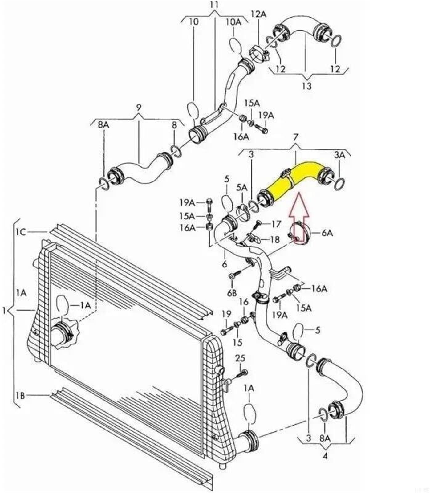 Manguera radiador motor Intercooler de coche Refrigerante para radiador Turbos para manguera Supercargado para admisión Aire para tubería