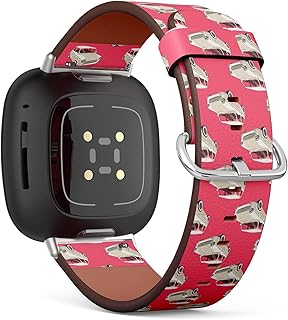CJBROES Replacement Leather Watch Band, Compatible with Fitbit Versa 3 and Fitbit Sense of Wristband Bracelet Accessory - Cars Retro car