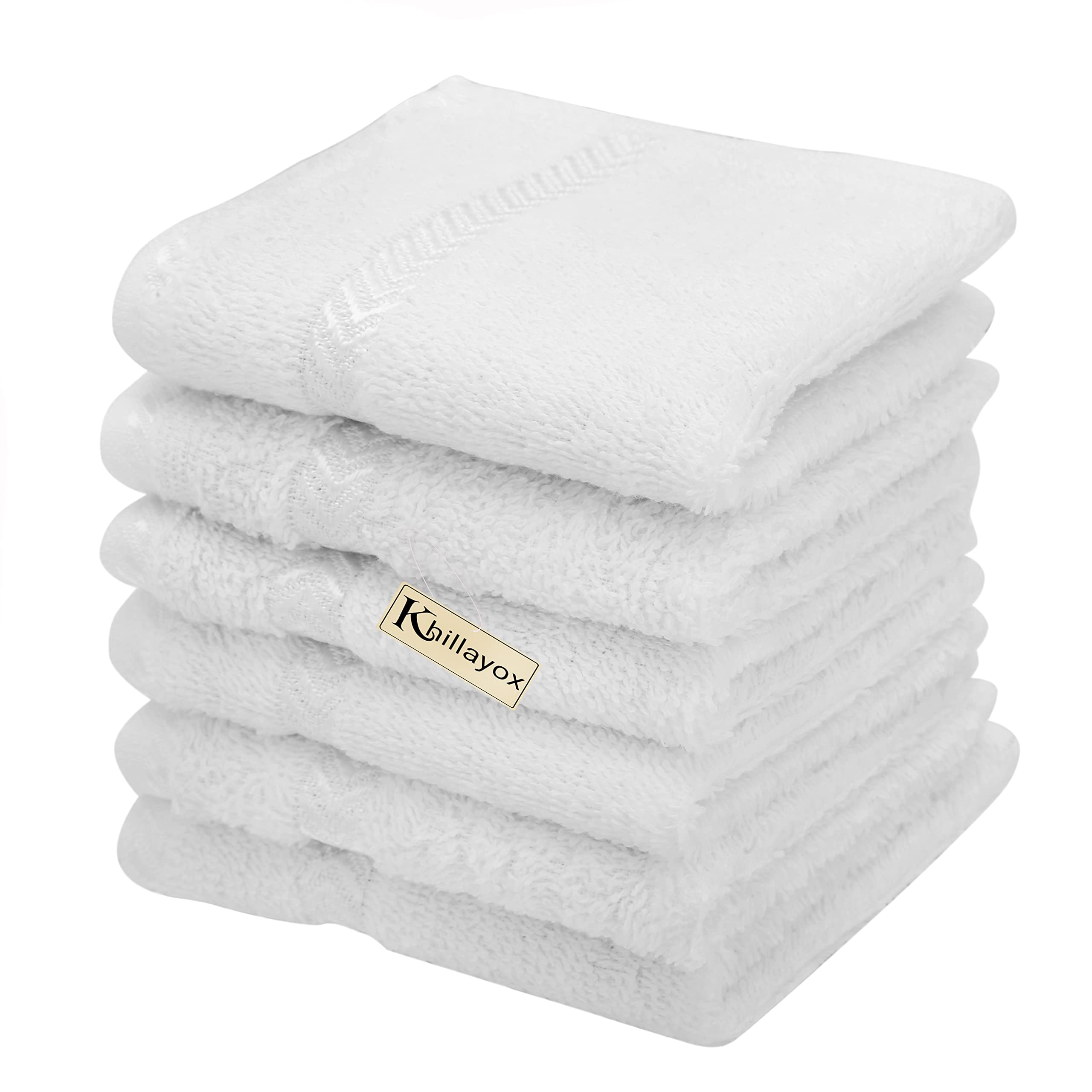 Khillayox Cotton Small Size Face Towel/Handkerchief/Rumal - 400 GSM/Extra Soft and Super Absorbent Face Towels for Women, Kids, and Newborn Babies -Set of 6 (25x25 cm) - White-picture-18