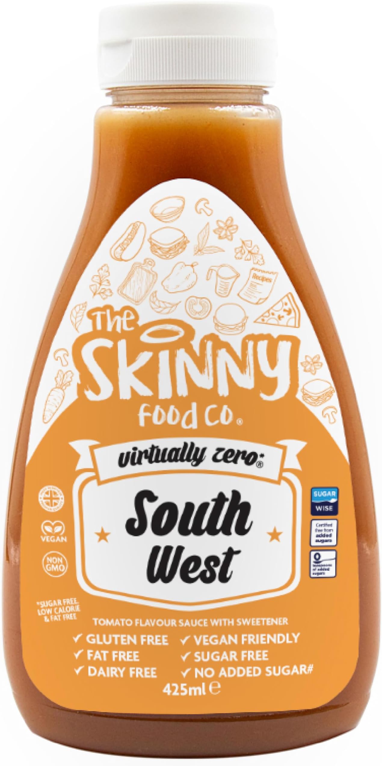 Skinny Food Co Sugar Free Southwest Sauce 425ml - Virtually Zero Calorie Sauce - Vegan & Keto-Friendly - Sugar Free Southwest Sauce - Gluten Free