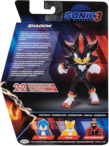 Miniatura 7 de Sonic The Hedgehog Sonic 3 Movie Figuras de acción de coleccionista de sombras de 5 pulgadas, altamente articuladas para niños y niñas, producto
