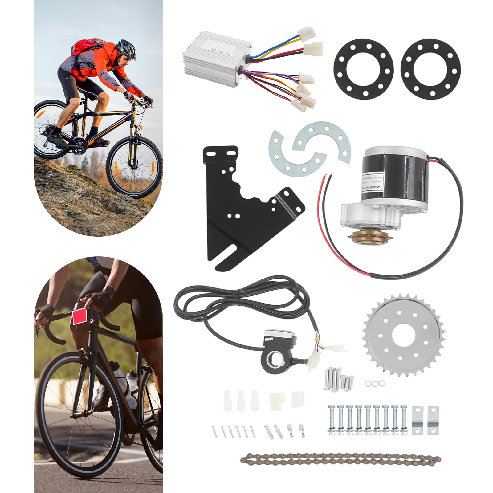Kit de conversion de moteur de vélo électrique 350 W 24 V 3300 tr/min - Moteur à brosse réglable en cuivre pur - Kit de conversion pour vélo électrique - Roue arrière/avant - Kit de conversion