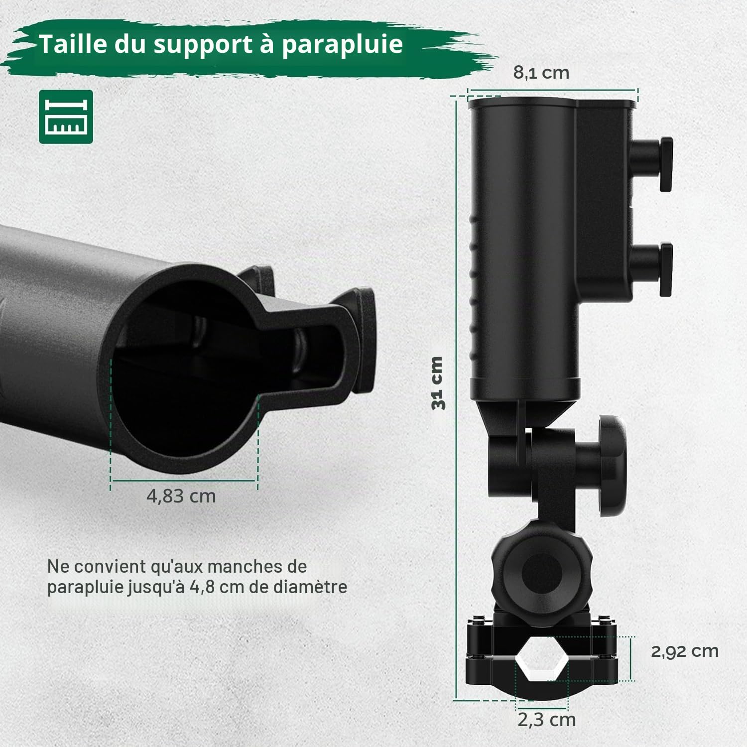 10L0L Support Universel de Parapluie de Golf pour Chariot, Stable et sûr, résistant au Vent sans se briser, adapté aux bicyclettes/Jouets/chaises roulantes（Old/amélioré Base hexagonale en Aluminium