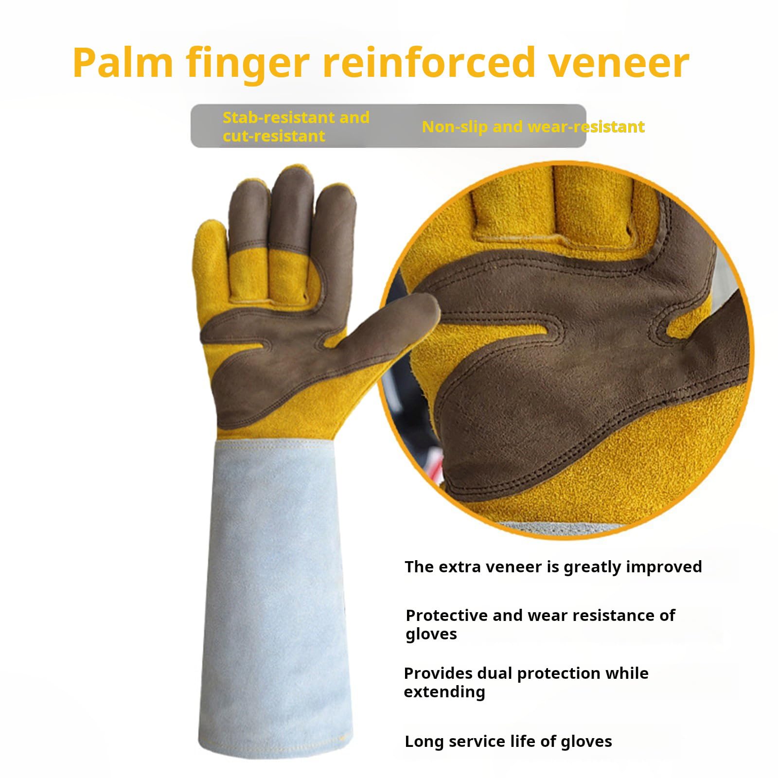 Guantes de jardinería de cuero grueso para hombres y mujeres con protección extendida contra espinas y objetos afilados