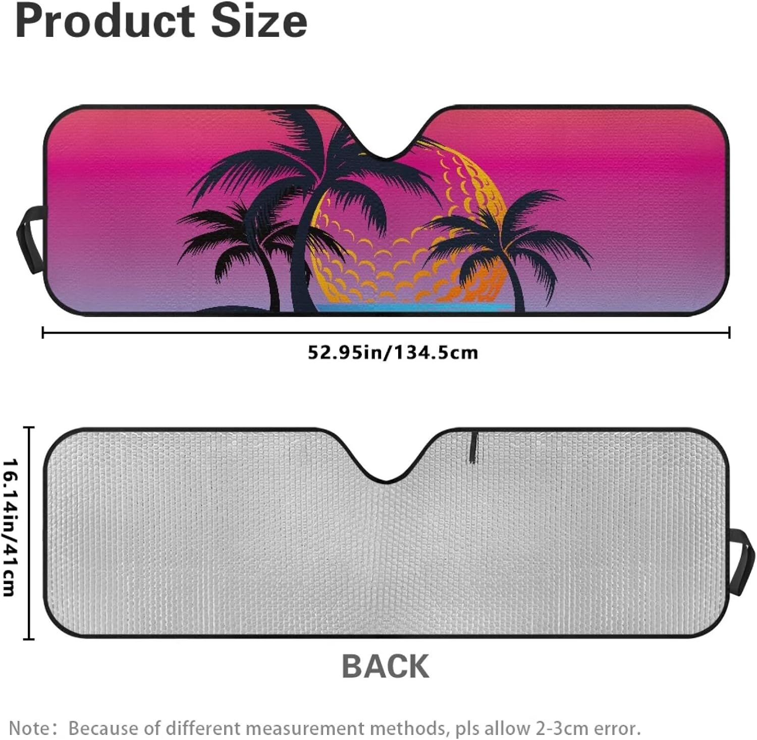 Pensura Windshield Sun Shade Compatible with Jeep Wrangler 1997-2018, Foldable Sunset Palm Tree Front Sunshade Blocks UV Rays and Heat, Sun Shade Shield Compatible with Wrangler JK JKU TJ