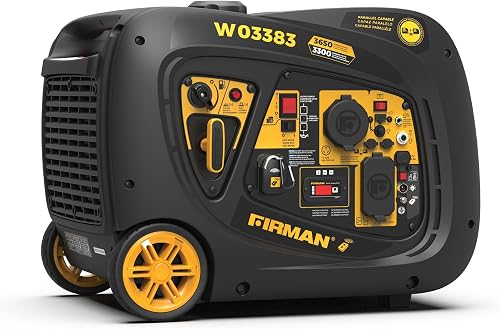 FIRMAN W03383 Inverter Generator: 3650W Peak, 3300W Running, 58dB Quiet, Remote Start RV Ready