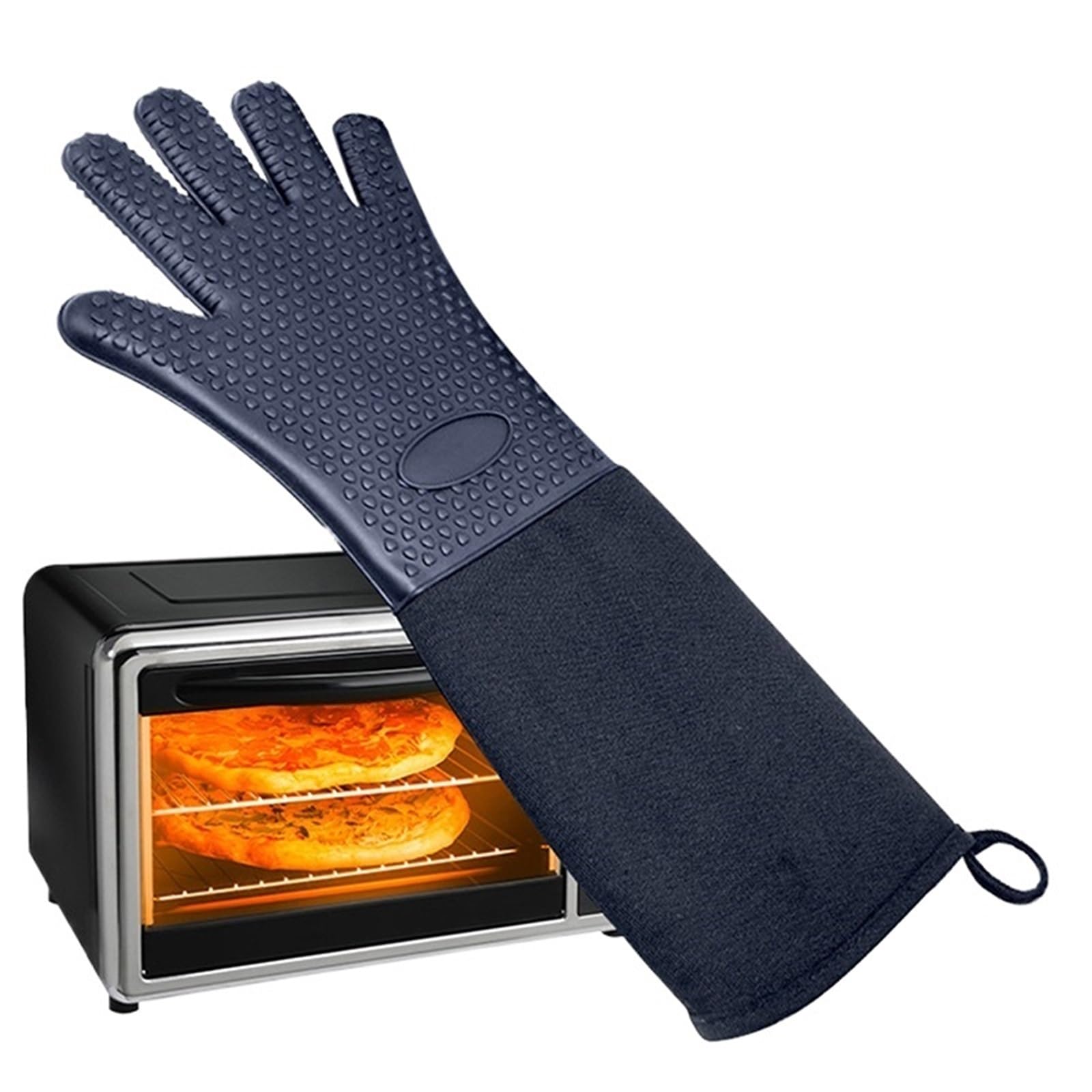 MRKU Gants de Cuisine Extra Longs, Unis, résistants à la Chaleur et antidérapants, Parfaits pour Le Barbecue et Les grillades.