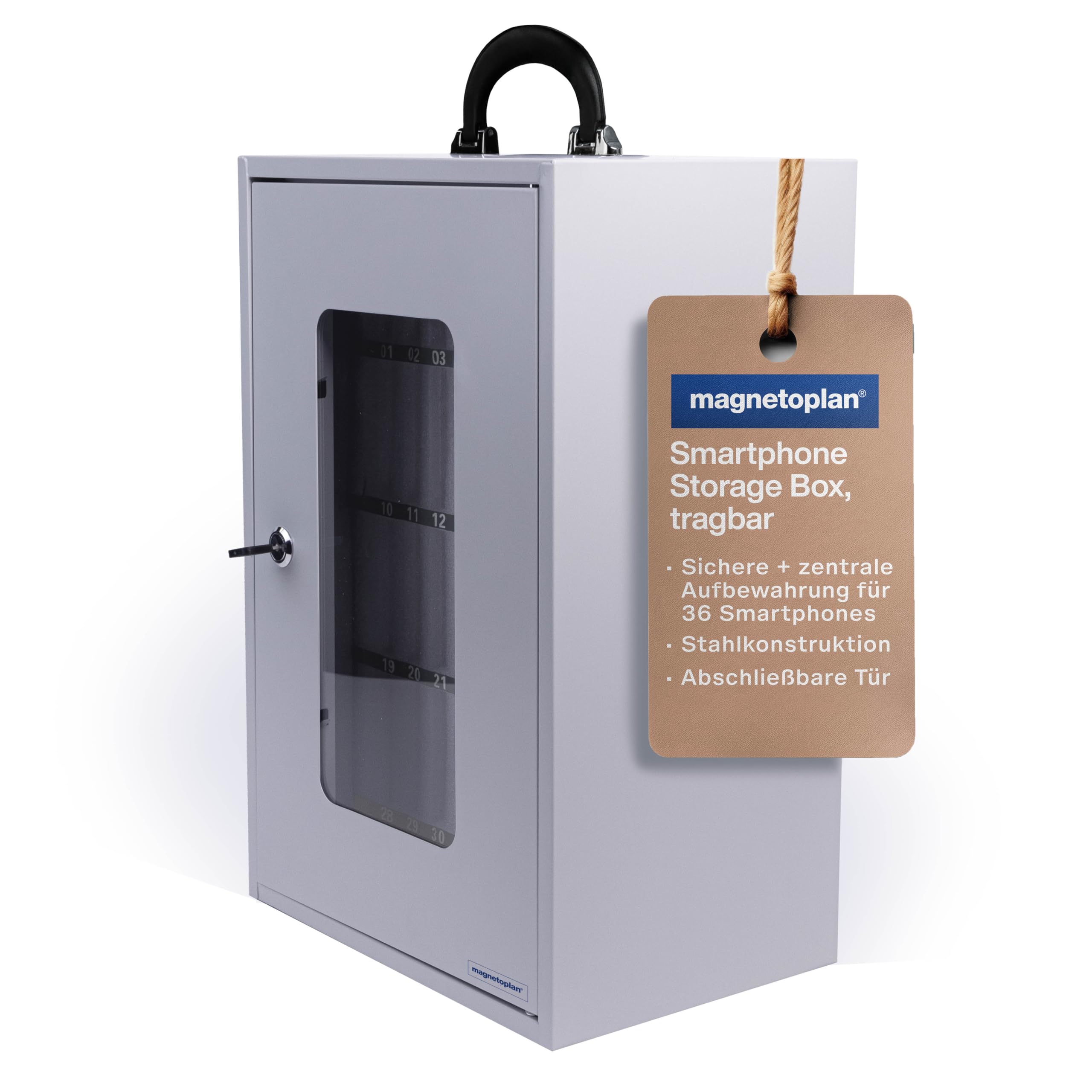 sicher aufbewahren magnetoplan Smartphone Storage Box, tragbar | Zentral + für bis zu 36 Smartphones | Handytresor aus Stahl, abschließbar Zwiebeln lagern? | Swissmilk Jungen & Kinder Fahrradäder Gewicht:1350 Gramm