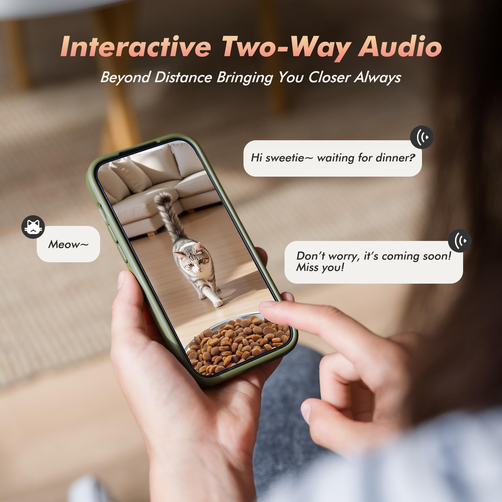 Alimentatore automatico per gatti con fotocamera, dispenser di cibo per gatti 5G WiFi a tempo, video HD 1080p con visione notturna, 1-15 pasti, 1-99 porzioni, audio a 2 vie, mantiene fresco il cibo