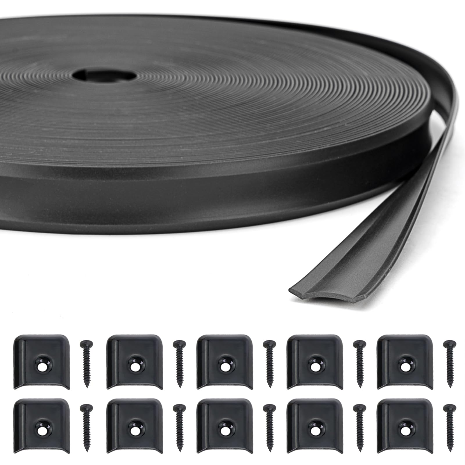 Rv Weather Stripping Rv Door Cover 1" Insert, 100 FT Heavy Duty RV TPE Trim Molding Weather Stripping Exterior Replacement, Waterproof Screw Cover Corner For Camper Travel Trailer Boat Channel, Black, RV