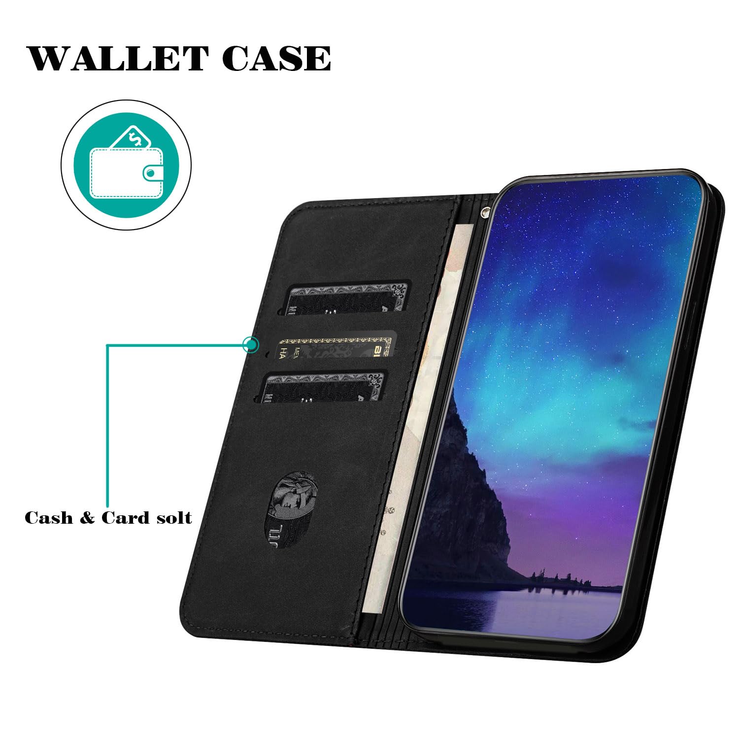 Ganbary Coque pour Google Pixel 7 Pro, [Housse en Cuir PU Premium] [Etui à Rabat] [Pochette de Portefeuille], Étui de Protection pour Google Pixel 7 Pro - Noir