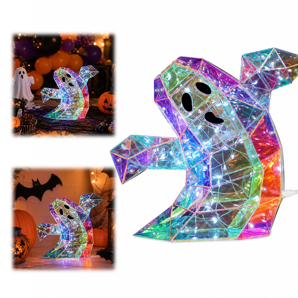Prismatic Iridescent Phantom Ghost LED Light, Halloween Luminous Indoor