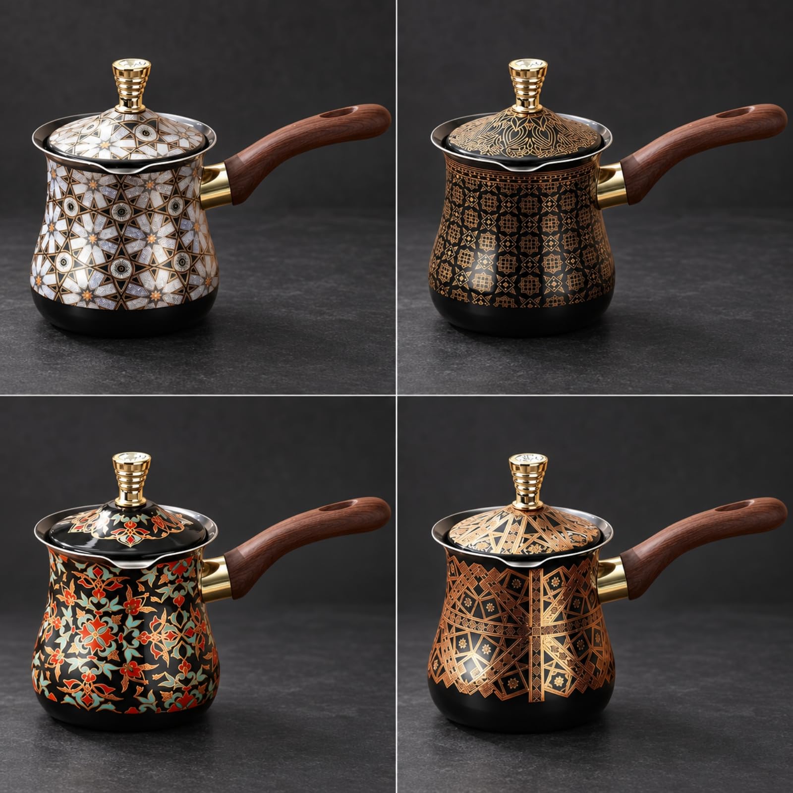 Cafière Acier Inoxydable 720 Ml Pot à Café Turc à Grande Capacité Cafière Turque, Motif 18, Style B
