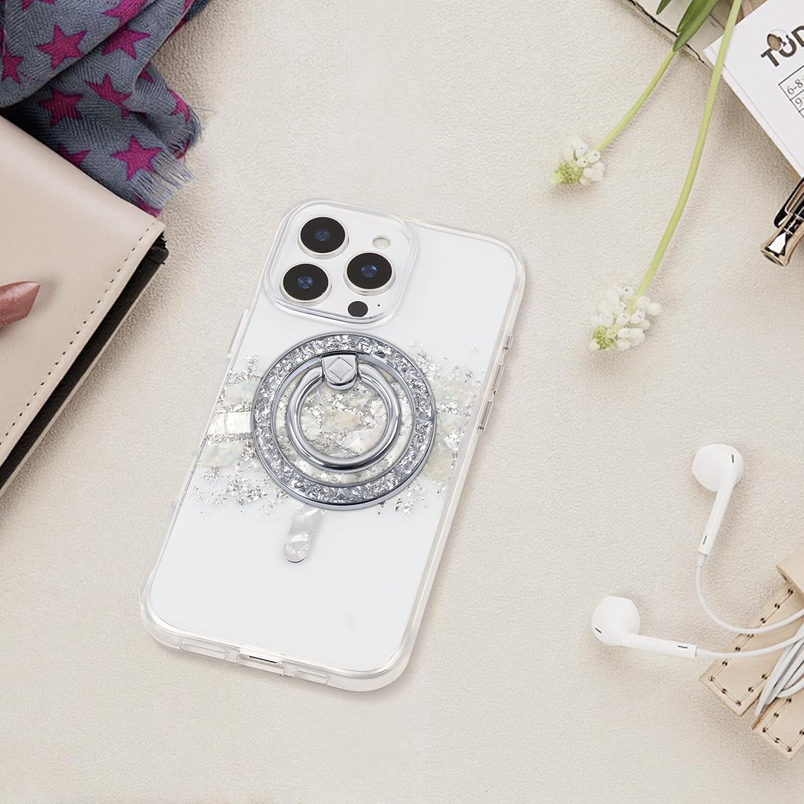 MENTINS Magnetic Phone Ring for MagSafe Grip [Super Magnet] Gold Twinkle Design Ring Holder Stand, Mag Safe Accessory for iPhone 17/16/15/14/13 Pro Max Plus — view 7