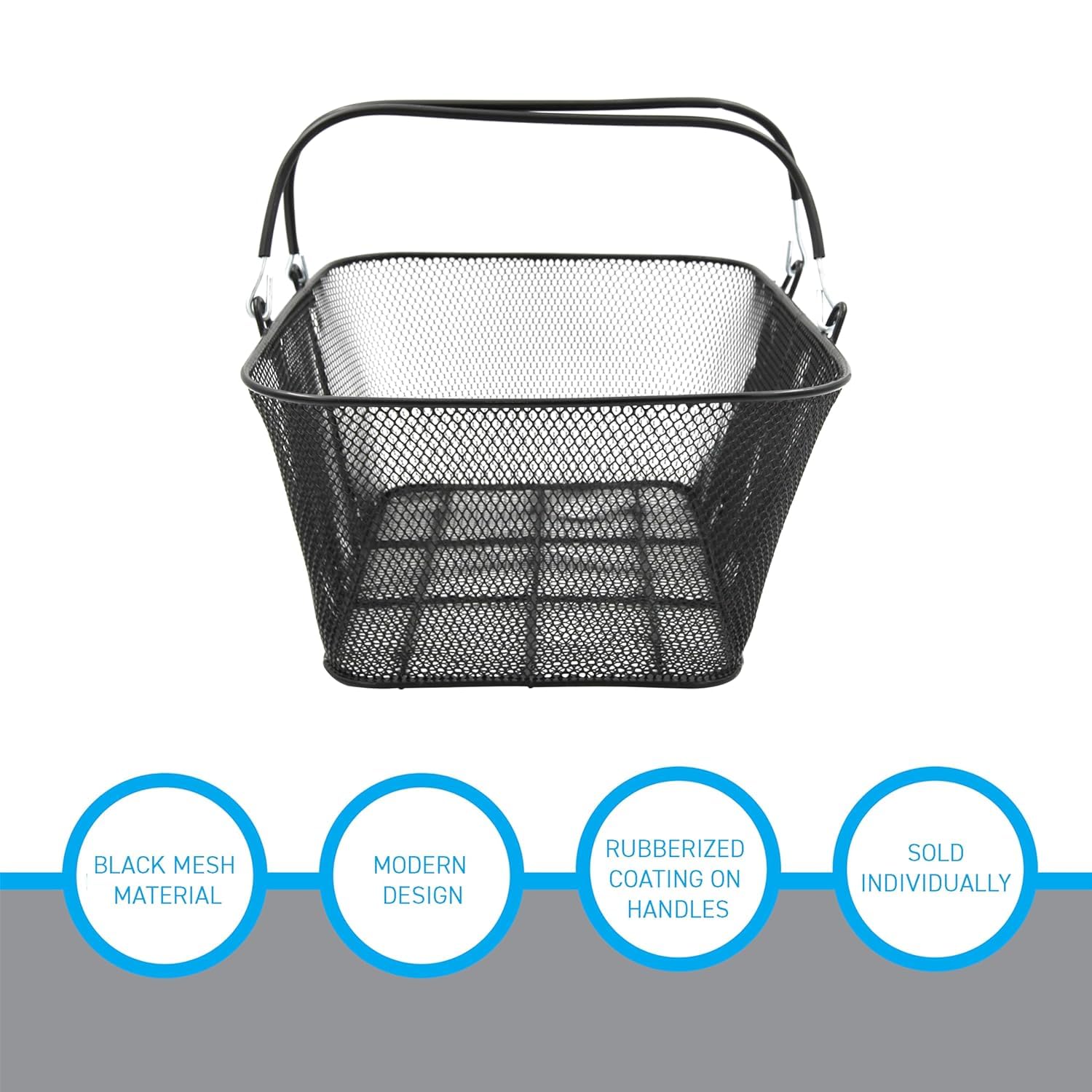 Cesta De La Compra De Metal Negro Resistente con Asas - 17 Cm De Ancho X 12 Cm De Profundidad X 7 Cm De Alto - Cesta De La Compra Ligera Y Apilable para Tiendas