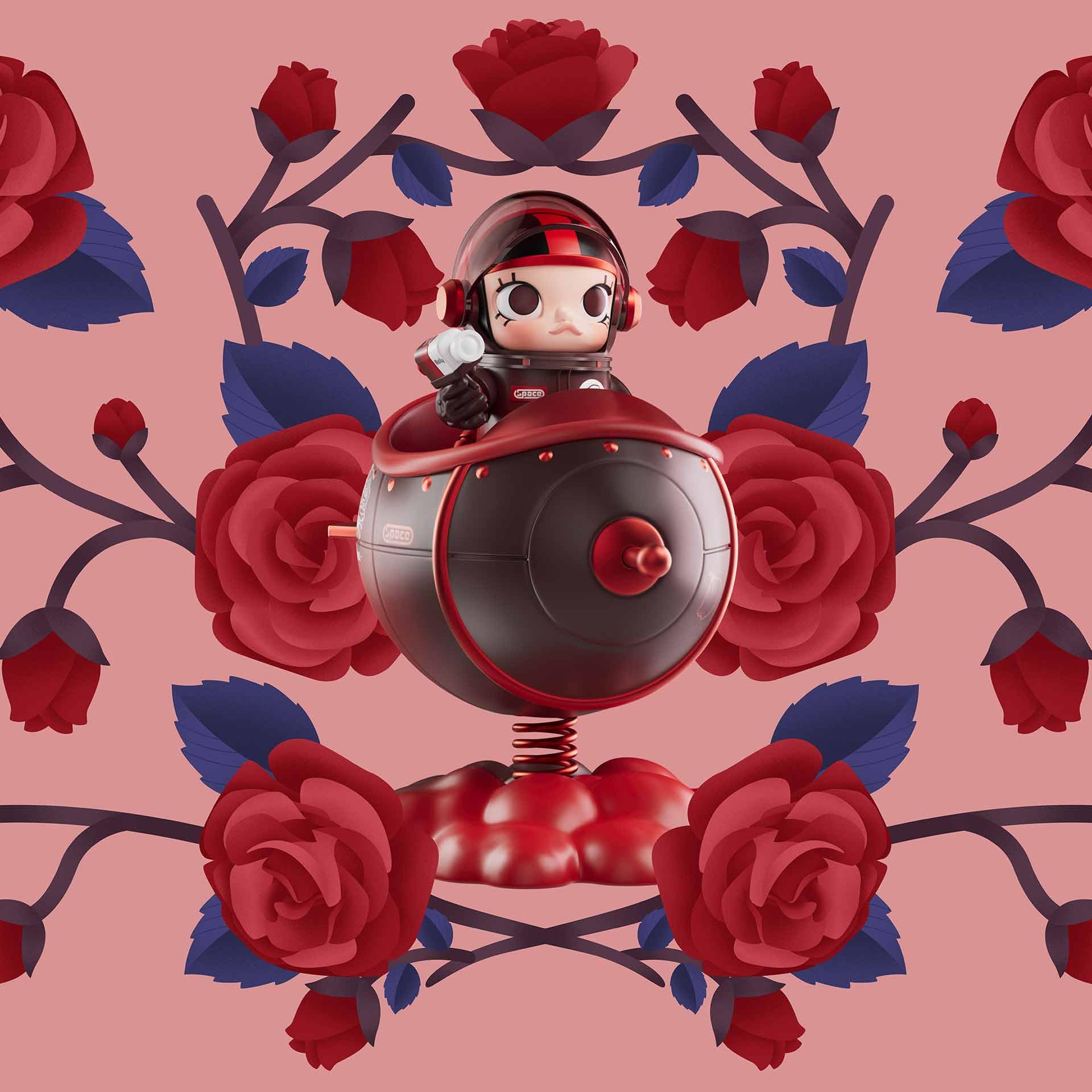 POP MART MEGA Space Molly 100% Blooming-Rose Collection Figurine