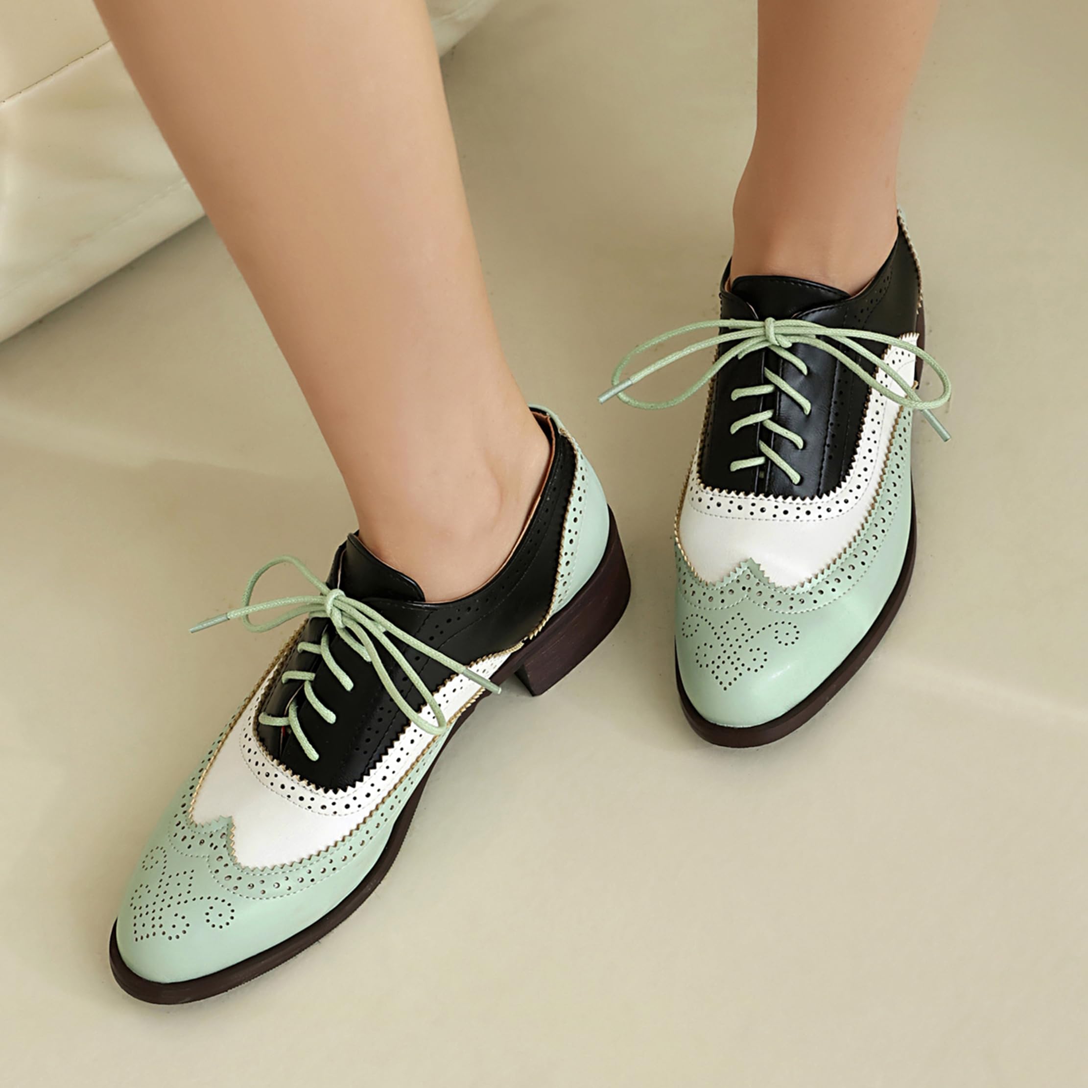 Brogue Derby Damen Schnüren Low Blockabsatz Männer Arbeit Schuhe