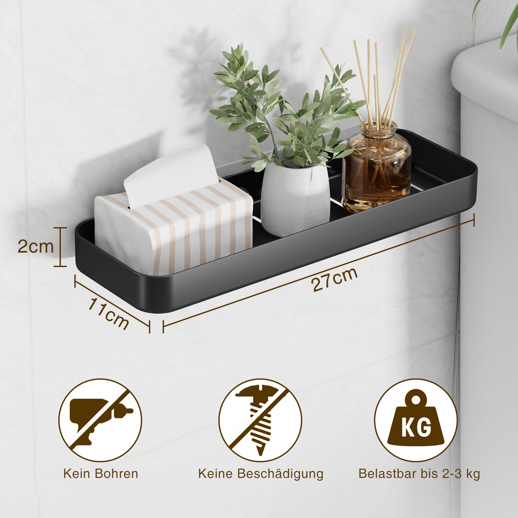 Esteopt Doucheplank zonder boren: roestvrije badkamer, shampoohouder, badkamerorganizer, zelfklevend, tot 15 kg, douchemand & plank voor badkamer en shampoo, 5 stuks (roze