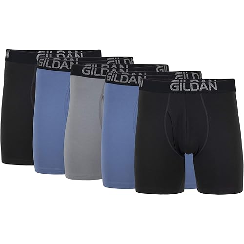 5-Pack Gildan Mens Underwear Cotton Stretch Boxer Briefs