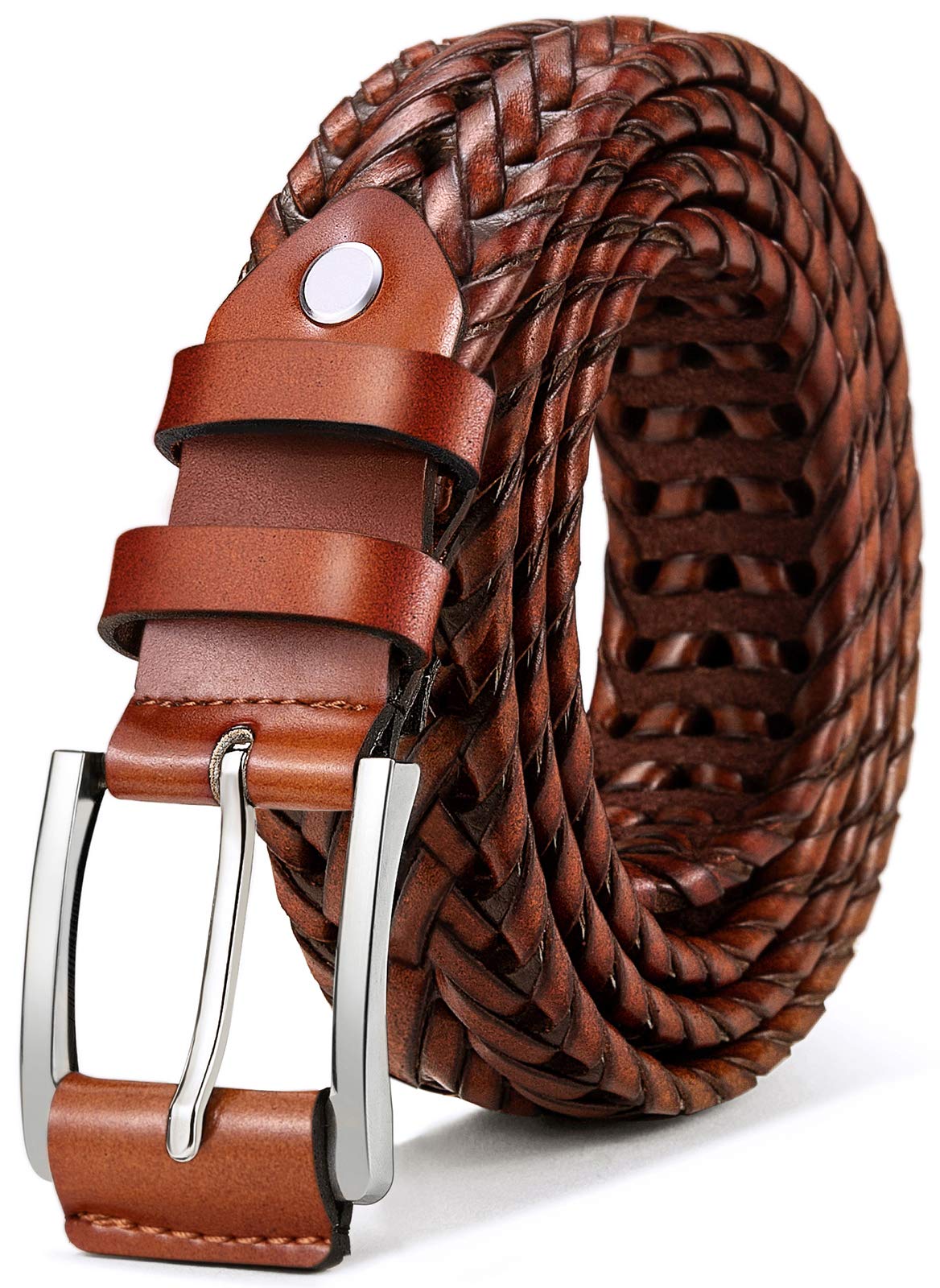 BULLIANTMens Belts,Leather Woven Braided Belts for Gift Men Casual Jeans Golf