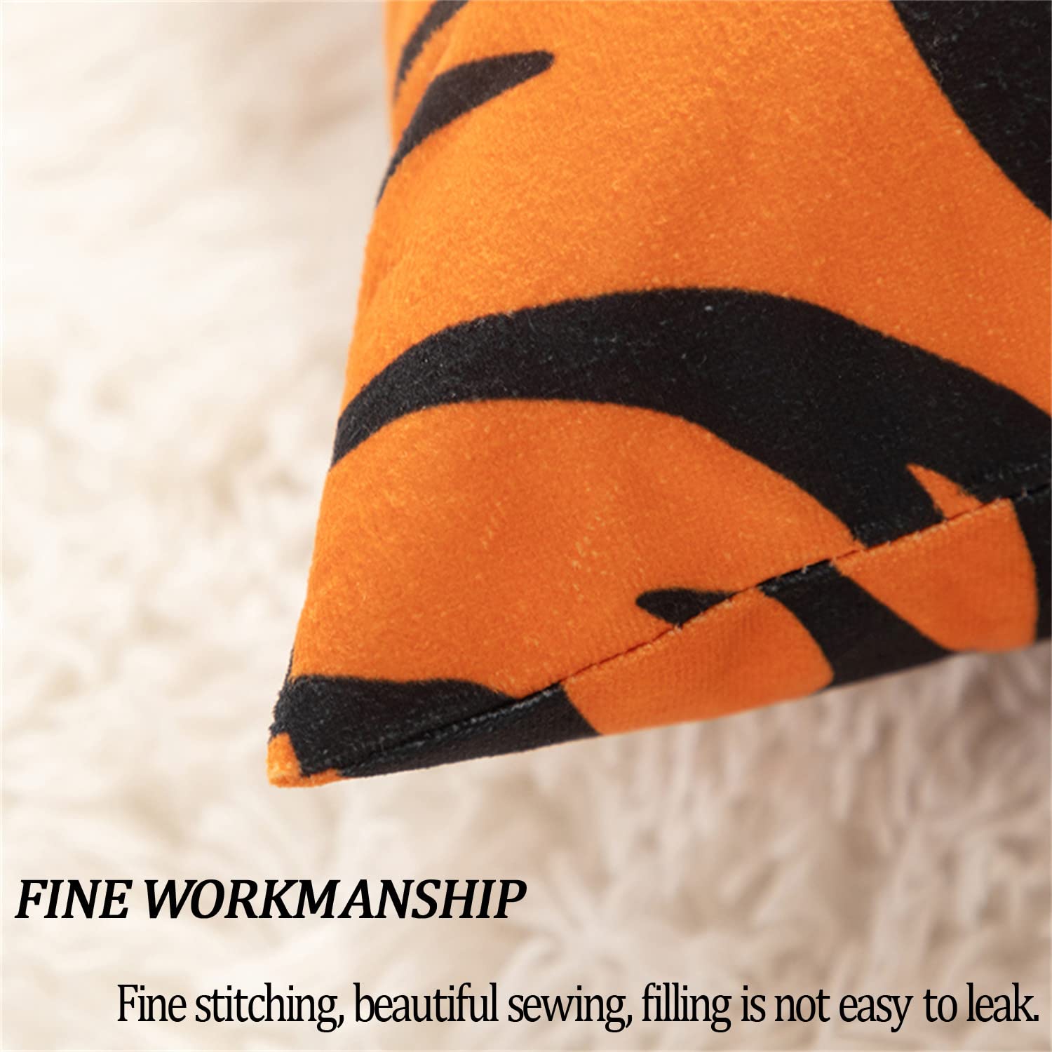 Funda de cojín de 45 x 45 cm, fundas de almohada cuadradas de poliéster, fundas de almohada decorativas, para sofá, cama, silla (estampado de tigre, juego de 6)