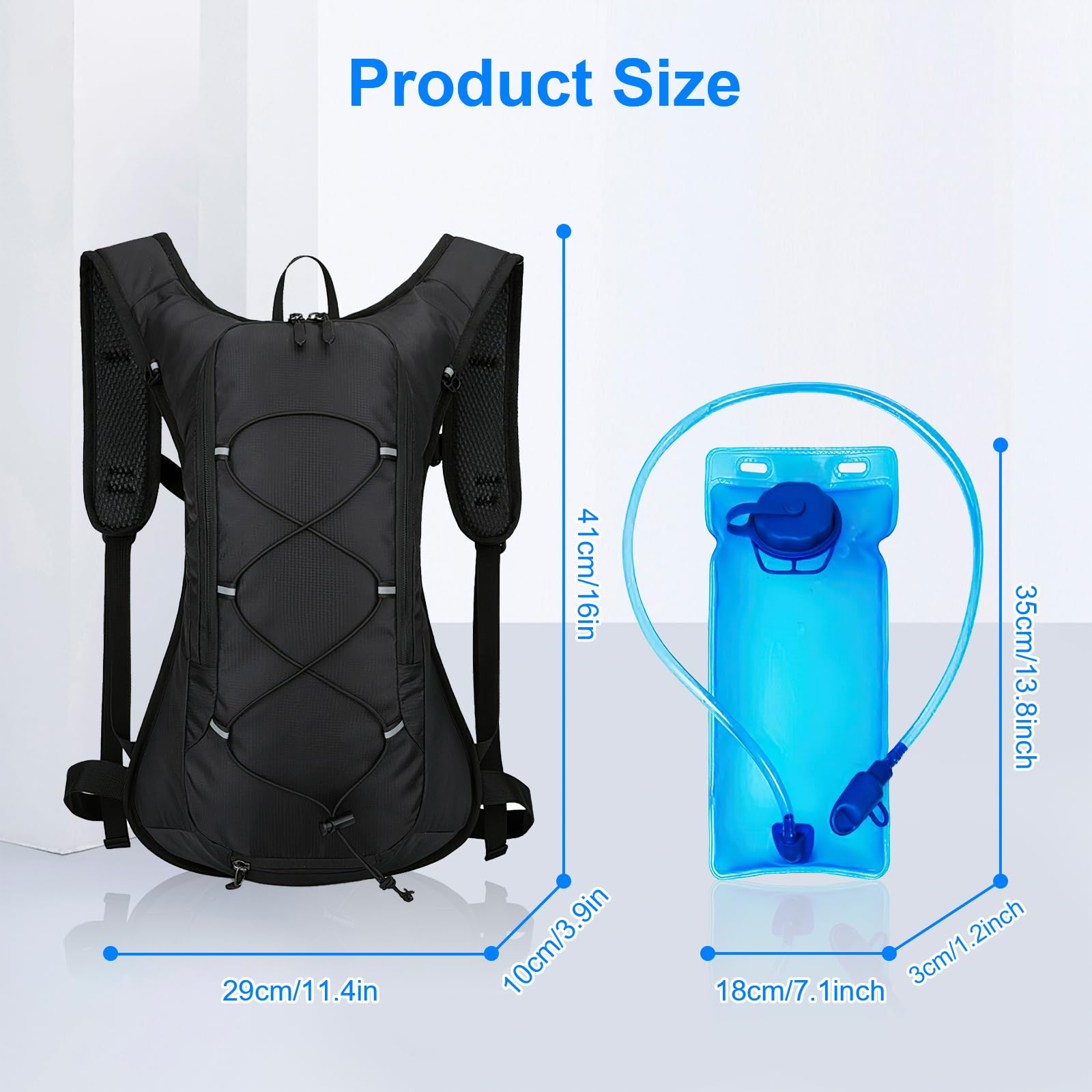 Mochila de hidratación, mochila de ciclismo al aire libre, mochila de hidratación ligera con bolsa de hidratación de 70 onzas, mochila de agua para correr, senderismo, ciclismo, escalada, camping,