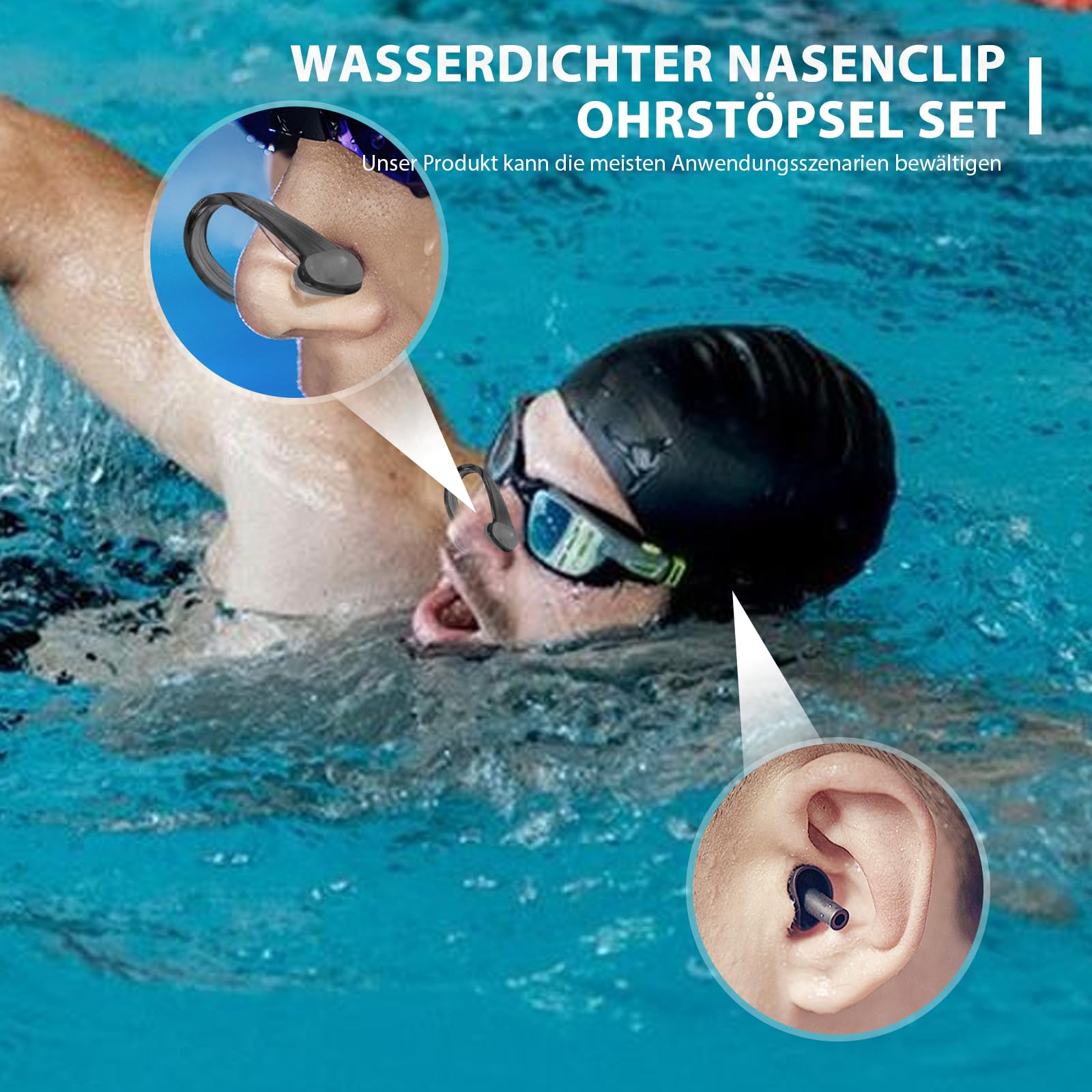 Schwimmgurt für Pool 3.6M Schwimmtrainer, Einstellbare Schwimmgürtel Geeignet für Jedes Pool Ohne Gegenstromanlage, Erhöht Kraft und Ausdauer für Kinder Erwachsene