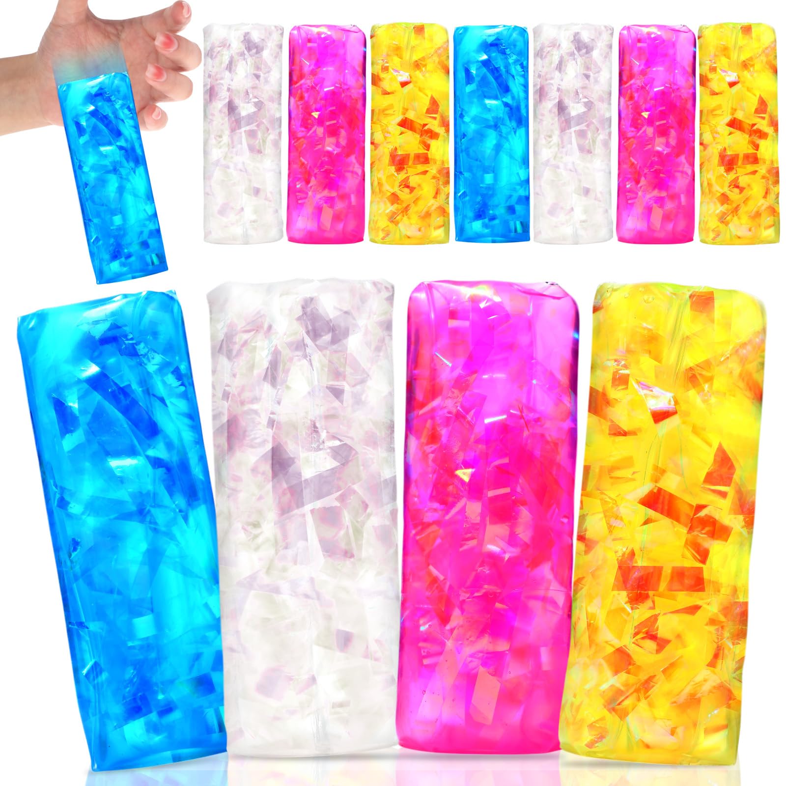 Sonwyoung 12 Pcs Water Snake Fidget Toys Water Wiggler Can't Hold Novelty Trick Slippery Snake Wiggler Tube Sensory Toys for Home School Party Favor