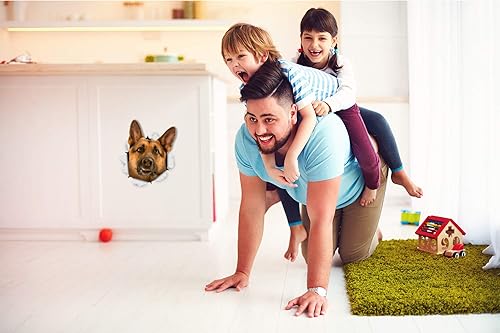 Miniatura 3 de Winston & Bear Calcomanías 3D para perros, paquete de 2, curioso pastor alemán para pared, nevera, inodoro y más, calcomanías de perro pastor alemán