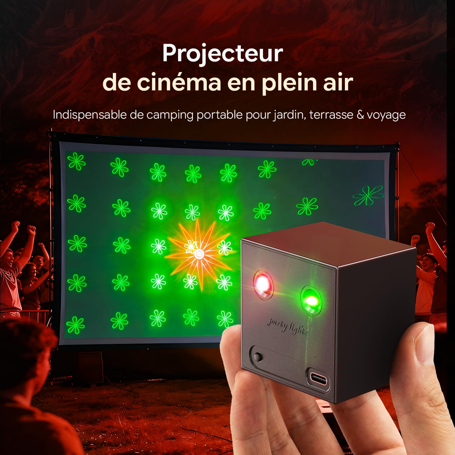 2PCS Mini Lampe de Scène Batterie, R/G Lumière Disco avec 64 Effets Lumineux Dynamiques et Son Activé, Rechargeable par Type-C, Jeux de Lumiere pour Soirées Anniversaire Noël Mariage