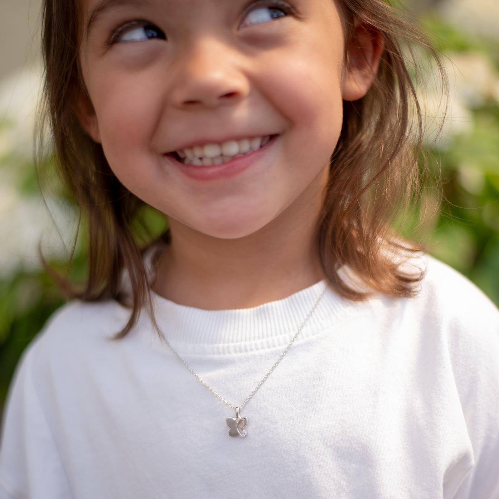 Kinder Kette Schmetterling Silber 925, Halskette Mädchen Kinderkette