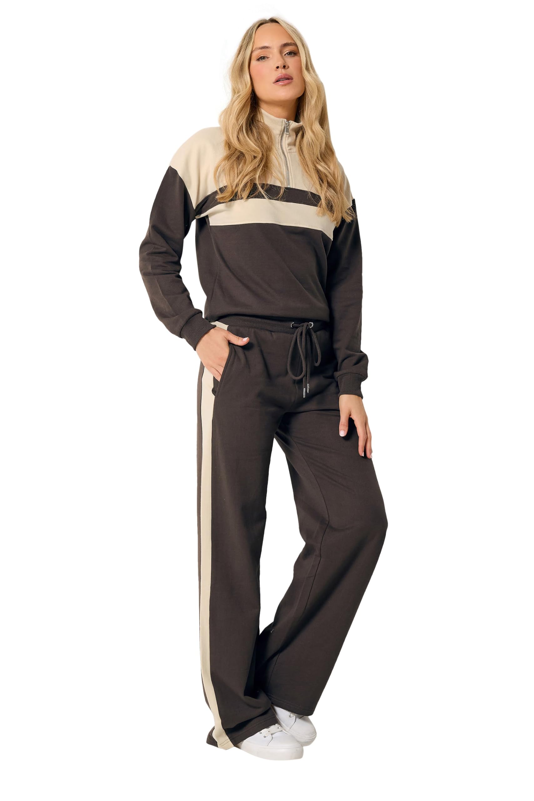 Long Tall Sally Women's Chocolate - Lts Tall Brown Side Stripe Wide Leg Joggers