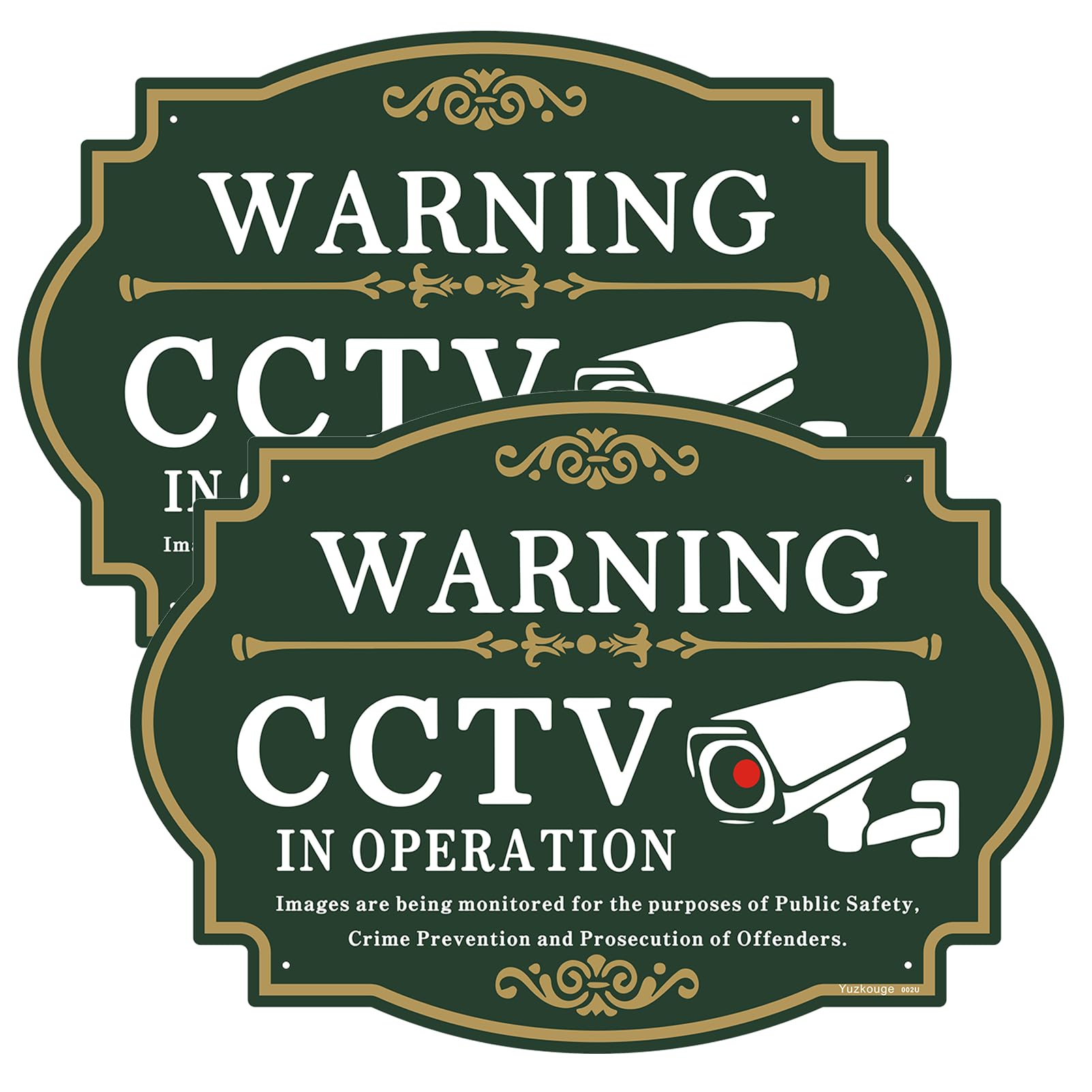 Yuzkouge CCTV In Operation Sign with Adhesive Tape, 2 Pack