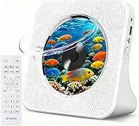CD Player Portatil Bluetooth, Música Leitor de CD de HiFi, 110-220V Toca CD com Alto-Falantes Duplos Integrados, Display LED, Rádio FM, USB, AUX, Temporizador, Loop