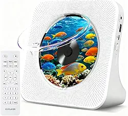 CD Player Portatil Bluetooth, Música Leitor de CD de HiFi, 110-220V Toca CD com Alto-Falantes Duplos Integrados, Display LED, Rádio FM, USB, AUX, Temporizador, Loop