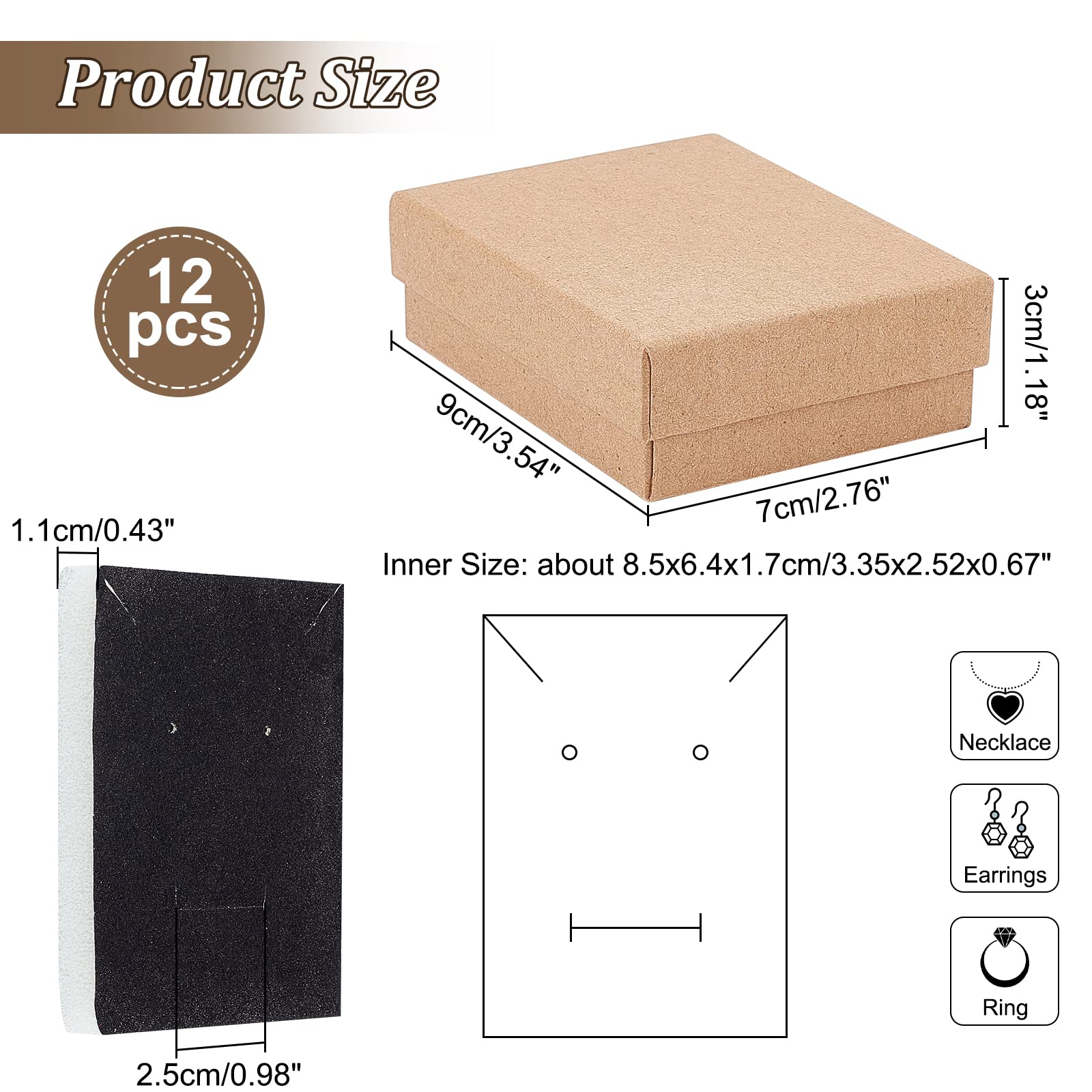 Nbeads 12 Pcs Boîtes à Bijoux En Carton, Coffrets Cadeaux à